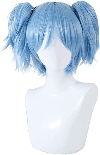 CHALKSEA Parrucca Cosplay Anime, Parrucca Shiota Nagisa, Parrucca Sally Blu Doppia Coda Cavallo Treccia Capelli Corti Parrucche Giochi Ruolo Con Cappuccio Parrucca, Per Festa Halloween Regalo