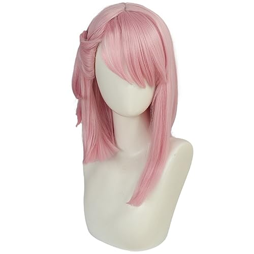 Bokerom Anime Genshin Impact Charlotte Cosplay Parrucca, Pink Bob Capelli Corti, Giochi Di Ruolo Halloween Props Accessori Con Cap Parrucca