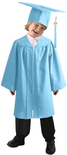 Generic Abito da Laureato Set, Toga Laurea Per Bambini Asilo Costumi Laurea e Tocco Cappello Laurea Costume da Laureato per Bambini Studenti Elementare Medi Linea Costume Travestimento (BU2, 9-10 anni)