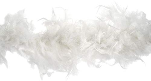 Trimits marabù Marabou-Costume da Boa con Piume per Feste, Festival, Orgoglio, Addio al Celibato, Halloween, Natale, Cotone, Bianco, 1.8m x 12cm