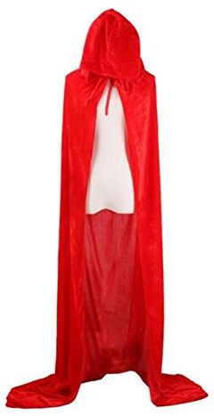 CHSYOO mantello rosso con cappuccio mantello lungo con cappuccio per Halloween costume party strega diavolo vampiro cosplay fancy dress