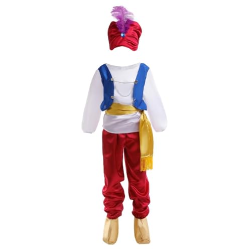 Lito Angels Vestito Costume Principe Arabo Aladdin con Cappello Sultano e Copriscarpe da Genio per Bambino Taglia 5-6 Anni (Etichetta in Tessuto 0M)