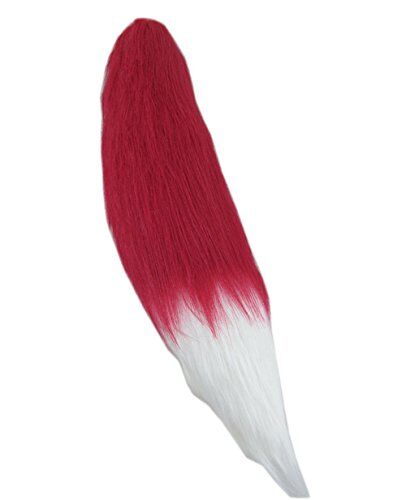 N/A/A Coda di lupo di volpe pelosa, morbida e lunga, in finta maschera, per Halloween, cosplay, 35,6 cm, colore: rosso con bianco