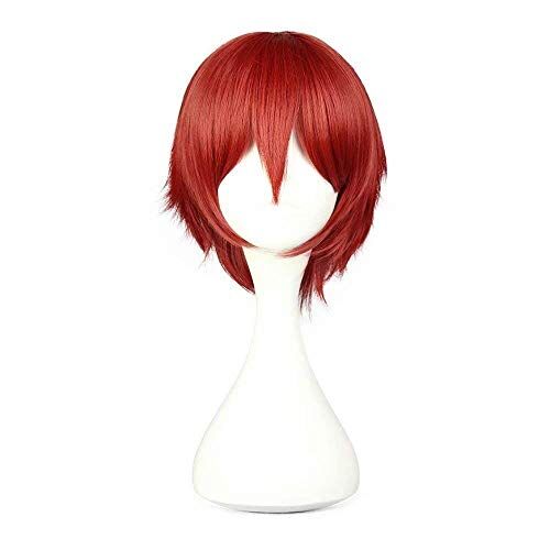 GJBXP Hairpieces Unisex Breve Dritto Rosso Anime Convention Fan Costuming Travestimento Personaggio Gioca Cosplay Parrucca da festa