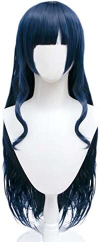 SEIZIS 2022 Cos Wig Parrucca Anime Final Fantasy XIV Parrucca Cosplay Gaia, Parrucca Blu Riccia Lunga, Parrucca Costume Halloween, for Halloween, Festa In Costume, Spettacolo Di Anime, Evento Cosplay, Concer