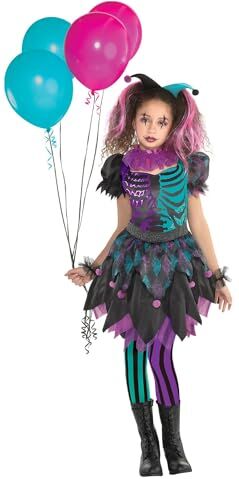 amscan Costume da giullare tormentato per bambina 12-14 anni (152-158 cm)