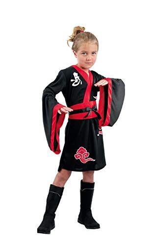 Ciao Ninja Girl Costume Bambina, Nero/Rosso, 5-7 Anni