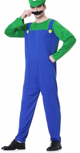 WWQQYY Cosplay Costume, Cosplay Costume Super Brothers, Cosplay Costume Cosplay Adulti Bambini Uomini e Donne con Cappelli e Baffi, Costume Cosplay Carnevale Halloween, Uomo Verde, L