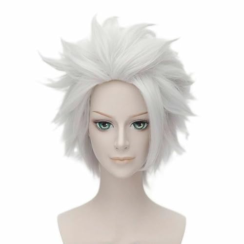 Generic Anime Cosplay Hitsugaya Toushirou Short Layered Argento Bianco Parrucca per Halloween Costume Party Parrucche