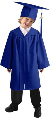 Generic Abito da Laureato Set, Toga Laurea Per Bambini Asilo Costumi Laurea e Tocco Cappello Laurea Costume da Laureato per Bambini Studenti Elementare Medi Linea Costume Travestimento (BU1, 6-7 anni)