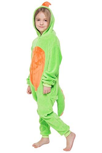corimori (14+ Modelli Pigiama Animali Bambini Costume Kigurumi Tuta Animale Cosplay Carnevale, (130-150 cm), Dinosauro Verde,