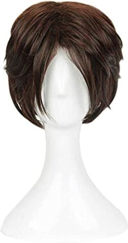 SEIZIS 2022 Cos Wig Parrucca Anime Final Fantasy VIII Cosplay Squall Leonhart Parrucca, Parrucca Marrone Corta, Parrucca Costume Halloween, for Halloween, Festa in Costume, Spettacolo Anime, Evento Cosplay,