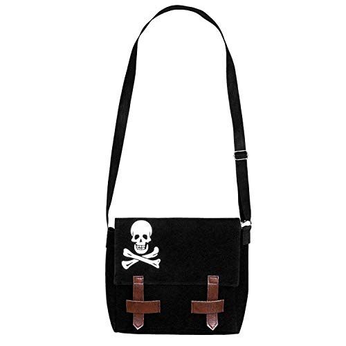 Boland Borsa pirata, dimensioni 25 x 26 cm, borsa a tracolla con teschio e tracolla, borsa a mano, carnevale, festa a tema, Halloween