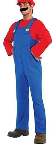 VISVIC Costume da idraulico dei Super Brothers Cosplay Costume Unisex Uomo Donna Adulto Bambini Adolescenti Fancy Dress Outfit per Halloween Carnevale, Rosso Uomo, XL