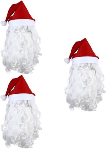 FRCOLOR Set Di Costumi Da Babbo Natale Da 9 Pezzi Cappelli Di Babbo Natale Parrucca Da Barba Bianchi Baffi Finti Costume Da Clausola Di Natale Set Da Festa Cosplay Per Uomo Donna