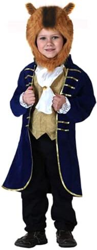 IBTOM CASTLE Costume da Principe Azzurro per Bambini Bambini Halloween Fiaba La Bella E La Bestia Cosplay Carnevale Festa a Tema Costume da Principe Giacca + Gilet + Pantaloni + Fascia Bestia 4-6 Anni