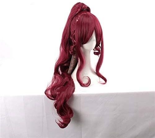 SEIZIS 2022 Cos Wig Parrucca Cosplay Anime Parrucca Principessa Megara Costume Cosplay Meg Parrucche Sintetiche for Capelli Lunghi Vino Rosso for Adulti