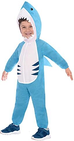 amscan Costume da squalo per bambini, età 3-4 anni, unisex, colore: Blu/Bianco