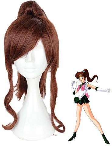 GJBXP Anime Sailor Moon Sailor Giove Cinema Makoto Parrucca per cosplay Costume di capelli sintetici resistenti al calore da donna Cosplay Parrucche Mz-348