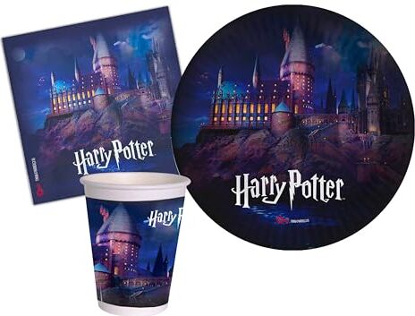 Ciao - Kit Party Tavola Harry Potter (Piatti, Bicchieri, tovaglioli), Multicolore, 24 persone,