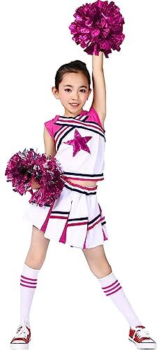 LOLANTA Costume da Ragazza Cheerleader, Carnevale o evento sportivo Fancy Dress Up con l'abito di Pom Poms, Rosa, 170