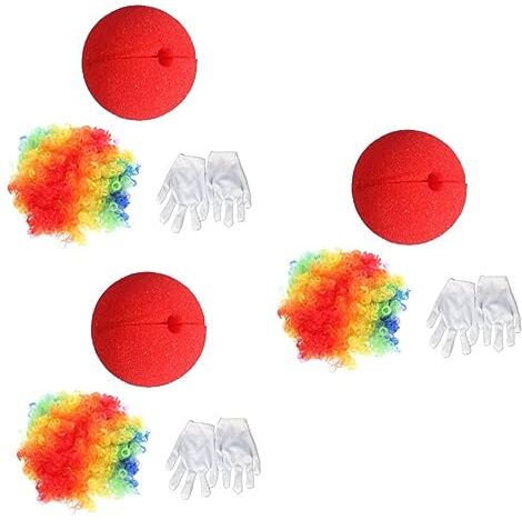 TOYANDONA 9 Pz costume cappello da clown abiti formali bianchi abito da ballo di fine anno Carnevale vestiti abito da festa cosplay capi di abbigliamento parrucca maschera trucco Accessori