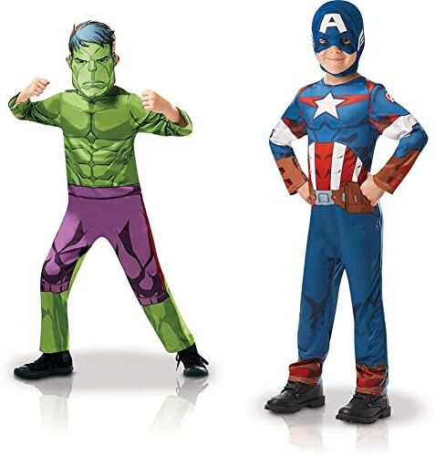 Rubie's 640838M, Costume ufficiale di Hulk degli Avengers Marvel & 640832L Marvel Avengers Capitan America Costume classico per bambini, taglia unica