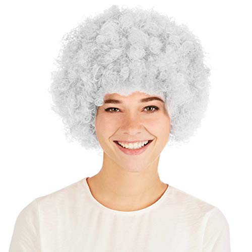 TecTake dressforfun 900162 Parrucca Clown Afro, Donna Uomo Unisex, Circo Travestimento, Costumi Carnevale Halloween disponibile in diversi colori (Bianco)