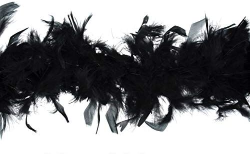 Trimits marabù Marabou-Costume da Boa con Piume per Feste, Festival, Orgoglio, Addio al Celibato, Halloween, Natale, Cotone, Nero, 1.8m x 12cm