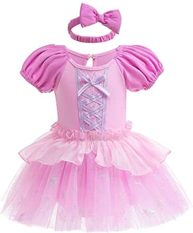 MYRISAM Vestito da Principessa Sofia Pagliaccetto per Bimba Bambina Costume di Carnevale Halloween Cosplay Compleanno Body Festa Natale Abiti con Archetto 9-12 mesi