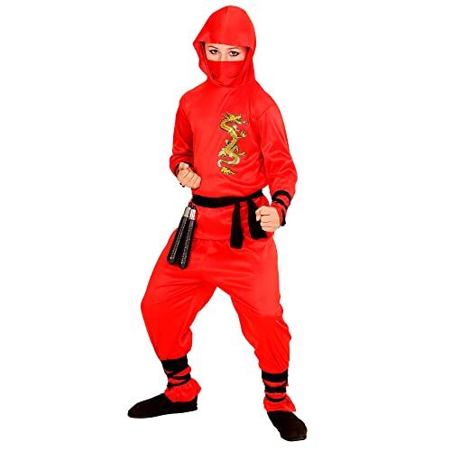 W WIDMANN Widmann Costume da bambino Red Dragon Ninja, guerriero, samurai, in maschera, carnevale