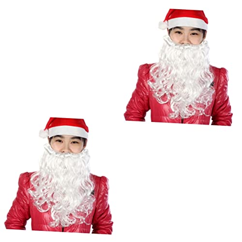 Holibanna 2 Pz Barba e Parrucca Di Babbo Natale Barba Da Babbo Natale Parrucca Del Re Tritone Travestimento Natalizio Baffi Da Babbo Natale Sambuco Bianca Abbigliamento Medie e Piccole