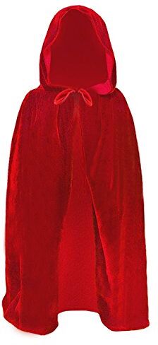 Moonlove Mantello per Halloween con cappuccio per bambini, 80 cm, motivo: Diavolo Vampiro Mago Diavolo, per ragazzi e ragazze, Costume Cosplay da Eroe da favola, per feste di Natale, colore rosso