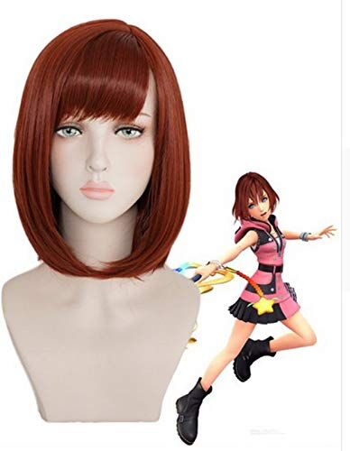 FZYUYU Anime cosplay parrucca nuovo costume di Halloween Kingdom Hearts Kairi Auburn Breve Bob stile sintetico Cosplay parrucca donna gioco di ruolo capelli + parrucca