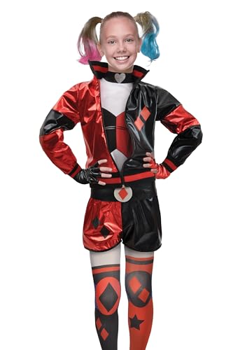 Ciao -Harley Quinn Costume Travestimento Bambina Originale DC Comics (Taglia 10-12 Anni) Suicide Squad, Colore Rosso, Nero,