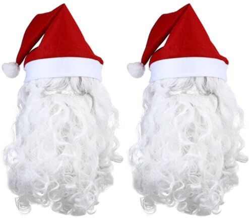 FRCOLOR Set Di 6 Costumi Da Babbo Natale Cappelli Di Babbo Natale Parrucca Da Barba Bianchi Baffi Finti Costume Da Clausola Di Natale Set Da Festa Cosplay Per Uomo Donna