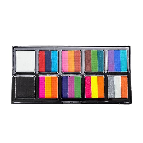 Generic Set di pittura viso corpo 26 colori, pittura corpo arcobaleno per bambini e adulti e pittura viso split cake a base d'acqua, set trucco per Halloween, rosa, taglia unica