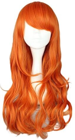 YEAJION Nami Cosplay Parrucca Lunga/Corta Arancione Anime One Piece Cosplay Costume Nami Wig Natale Halloween Carnevale Party Performance Costume Accessori Adulti