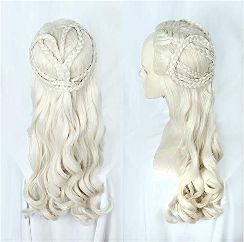 LINLINCD Cosplay wig 2024 New Type Game of Thrones Daenerys Targaryen Cosplay parrucca capelli sintetici drago a onde lunghe della mamma parrucca Halloween party uso