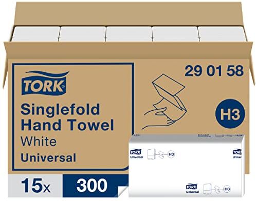 Tork Asciugamani Piegati a V Universal, 1 Velo, Bianco, 23X23 cm, 4500 Pezzi