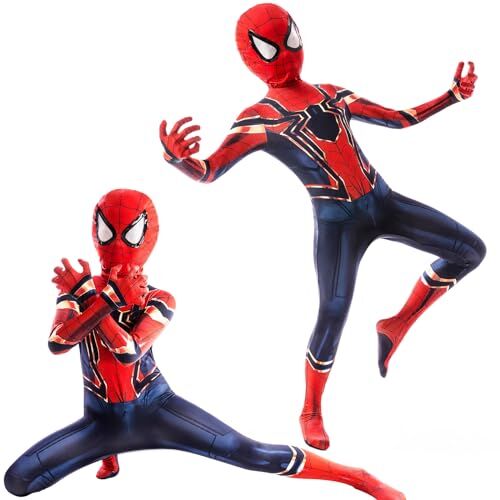 Tuofang Costume Spiderman per bambini, Vestito Spiderman Bambino, Costume Spiderman Bambino per Carnevale Cosplay (100)