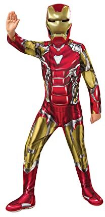 Rubie's Rubies 700649 Costume Iron Man Endgame Classic, Oficiale Marvel, Per ragazzi, Tuta stampata, copristivali e maschera, Multicolore, Taglia L (8-10 anni)