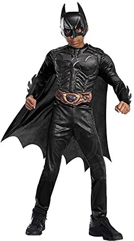 Rubie's 702362 Costume Batman Black Line, Bambino, Include Tuta con Petto Muscoloso, Mantello e Maschera, Nero 7-8 anni