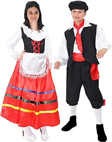 PEGASUS Costume tarantella bambino/a vestito carnevale balli tradizionali/folkoristici (XXL 12/13 ANNI, TARANTELLA BAMBINO)