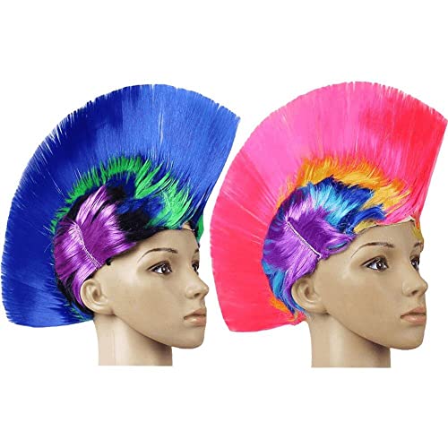 Hrippy Fluffy Cockscomb Wig Punk Wig Rainbow Clown Chieping Multicolor Jester Hat Head Accessori Per Il Cosplay Festa