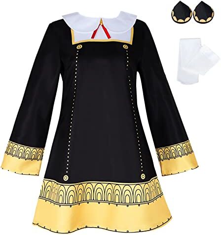 IUTOYYE 3 PCS SPY Manga Cosplay Costumi di Carnevale Travestimento Carnevale Carnevale Costume da Bambina Halloween Natale Costume da Festa COS Anya Forger (8-9 anni)