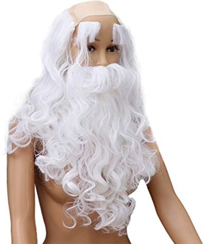 Generic Barba e Parrucca Di Babbo Natale Parrucca Bianca Da Babbo Natale Parrucca Barba Sopracciglia Bomboniere Di Halloween Babbo Natale Di Lusso Barba Bianca Sambuco Barba Finta Foto