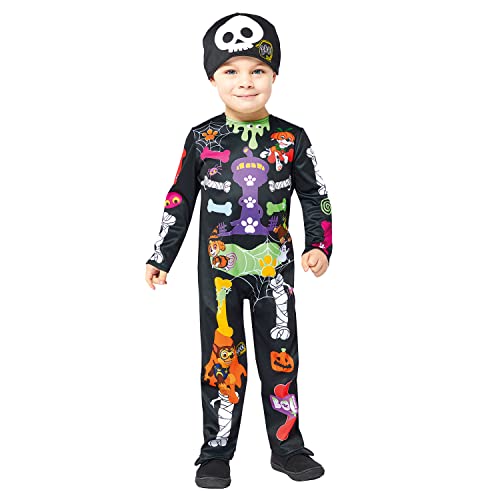 amscan Bambini con licenza ufficiale Paw Patrol Skeleton Boys Halloween Costume Costume Età: 1-6 anni, multicolore, 2-3 Anni