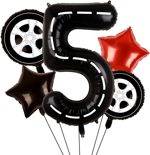 FABLUOM Palloncini Cars 5 Anni, Palloncini Per Auto Da Corsa, Palloncini per Pneumatici, Palloncino per Pneumatici,Palloncini Motorsport, Car Decorazione di Compleanno Palloncino, Festa a Tema