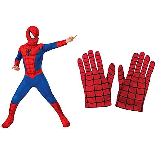 Rubie's Costume Spiderman Classic Bambino 702072-M & Marvel Spider-Man Classic Guanti Per Bambino